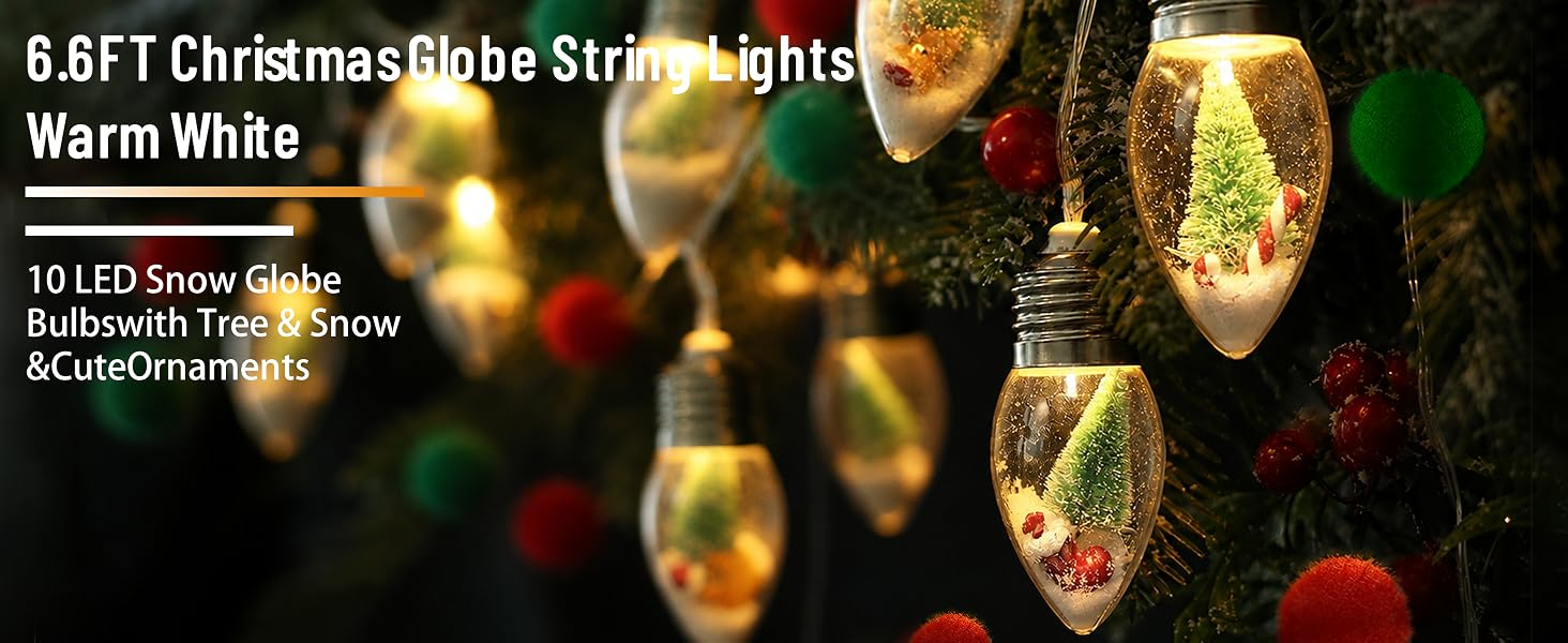 Christmas Snowball String Lights: LED Santa and Snowman Round Ball Light String—Indoor Curtain and Christmas Tree Decorative Lights