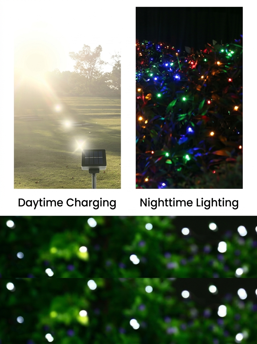 Solar-Powered Bare String LED Outdoor Waterproof Starry Sky Lights—Decorative Ambiance Lights for Wrapping Around Trees in Yards, Gardens, and Lawns