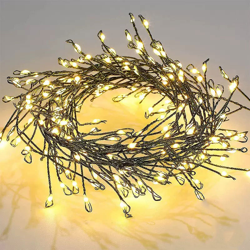 Christmas Fairy Wreath String Lights: LED Copper Wire Firework Cluster Lights—Doorway and Fireplace Wreath Decorative Ambiance Lights