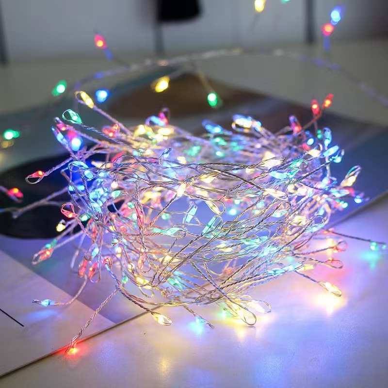 Christmas Fairy Wreath String Lights: LED Copper Wire Firework Cluster Lights—Doorway and Fireplace Wreath Decorative Ambiance Lights