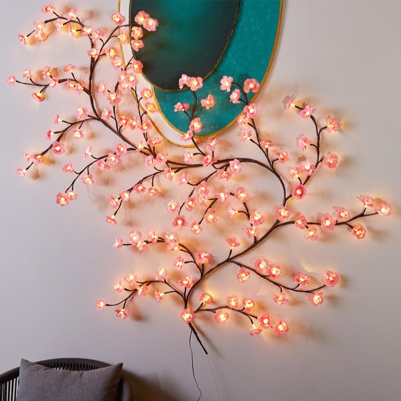 144-Light LED Vine and Branch Lights | Indoor Wall-Mounted Decorative Vine and Baby's Breath Ambiance Lights | Decorative Wall-Mounted String Lights for Bedrooms and Living Rooms