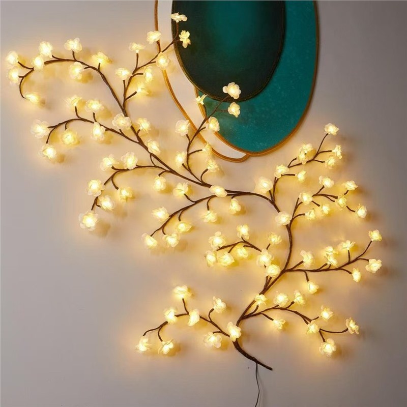 144-Light LED Vine and Branch Lights | Indoor Wall-Mounted Decorative Vine and Baby's Breath Ambiance Lights | Decorative Wall-Mounted String Lights for Bedrooms and Living Rooms