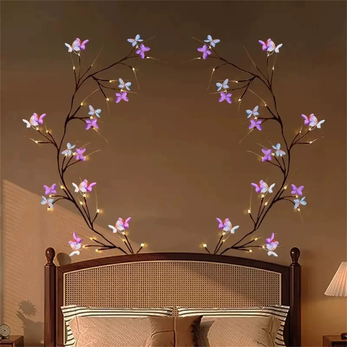 144-Light LED Vine and Branch Lights | Indoor Wall-Mounted Decorative Vine and Baby's Breath Ambiance Lights | Decorative Wall-Mounted String Lights for Bedrooms and Living Rooms