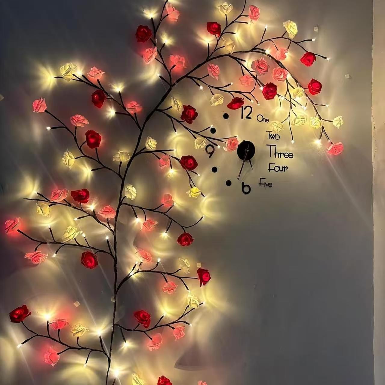 144-Light LED Vine and Branch Lights | Indoor Wall-Mounted Decorative Vine and Baby's Breath Ambiance Lights | Decorative Wall-Mounted String Lights for Bedrooms and Living Rooms