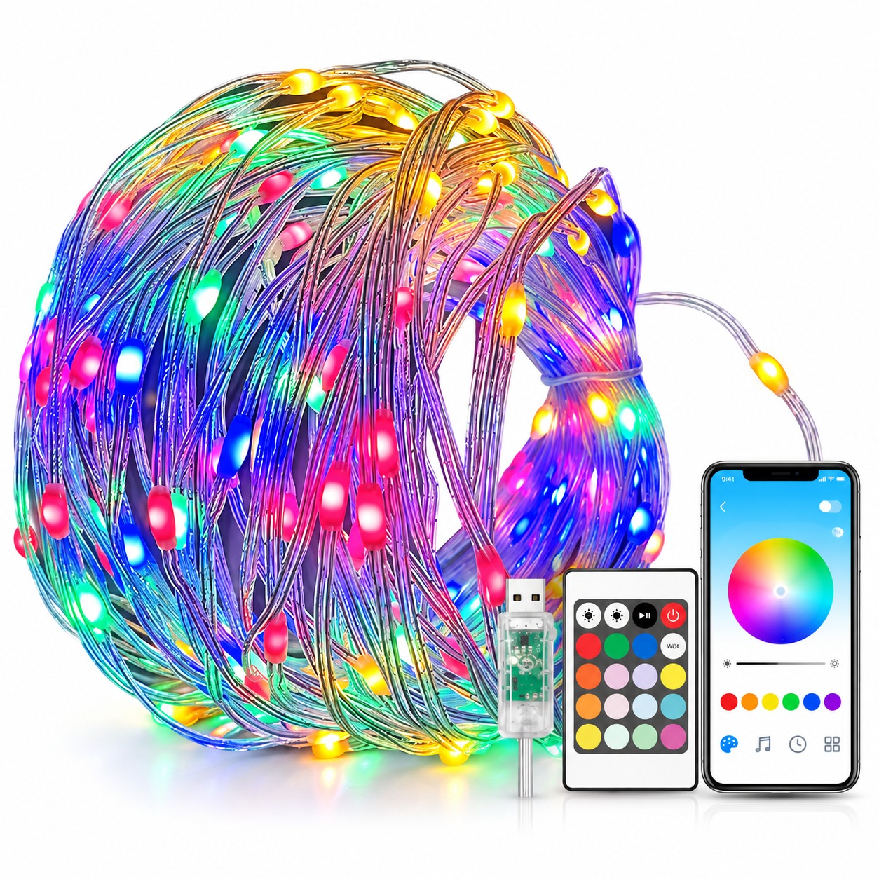 Prismatic USB Leather-Cord String Lights: 5V Outdoor "Starry Sky" LED Strip Lights