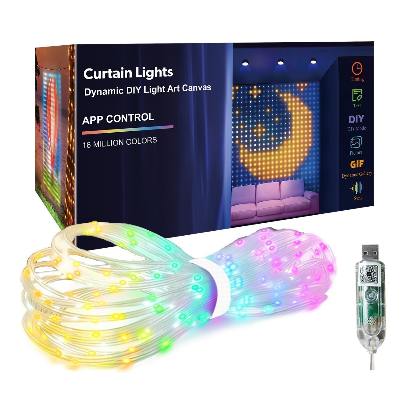 Rainbow Curtain Lights App: Smart Touch-Controlled RGB LED String Lights
