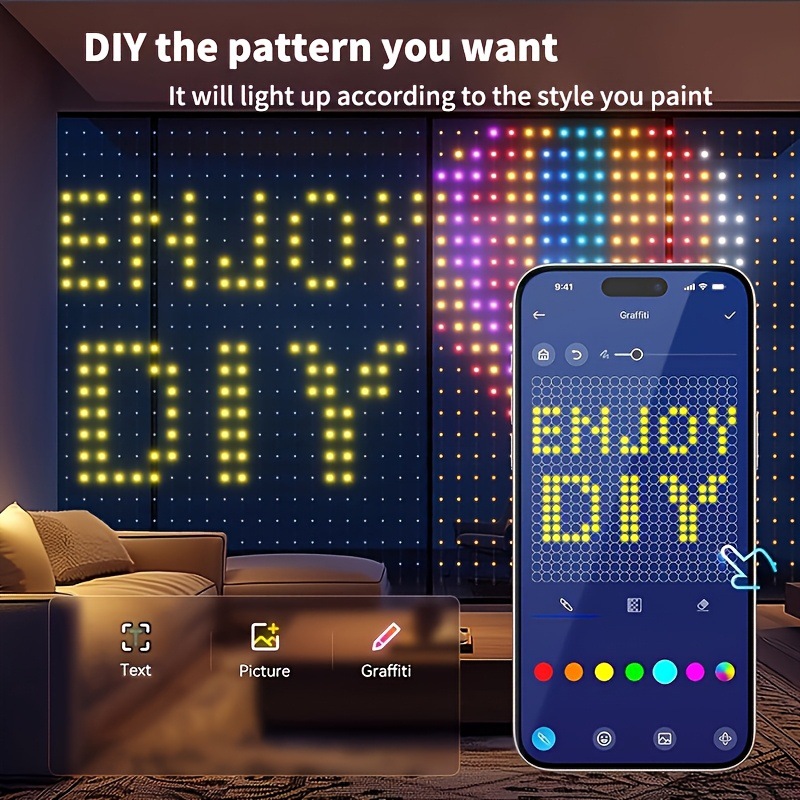 Rainbow Curtain Lights App: Smart Touch-Controlled RGB LED String Lights