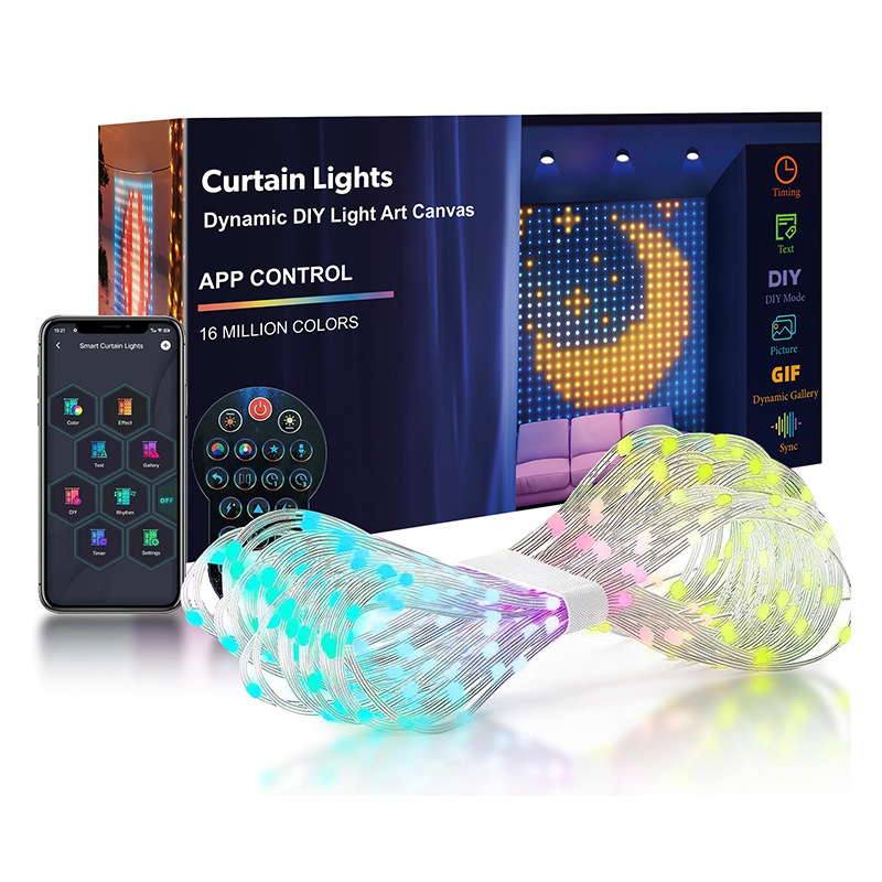 Rainbow Curtain Lights App: Smart Touch-Controlled RGB LED String Lights