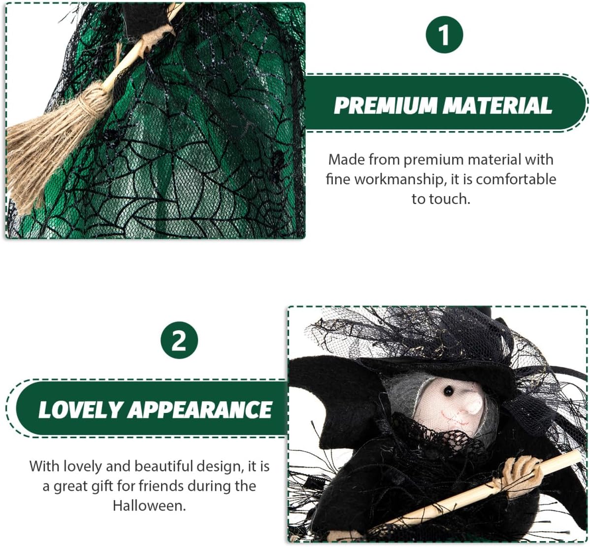 Halloween Decorations: Witch Dolls, Ghost Tree Toppings, Table Centerpieces, and Party Gifts