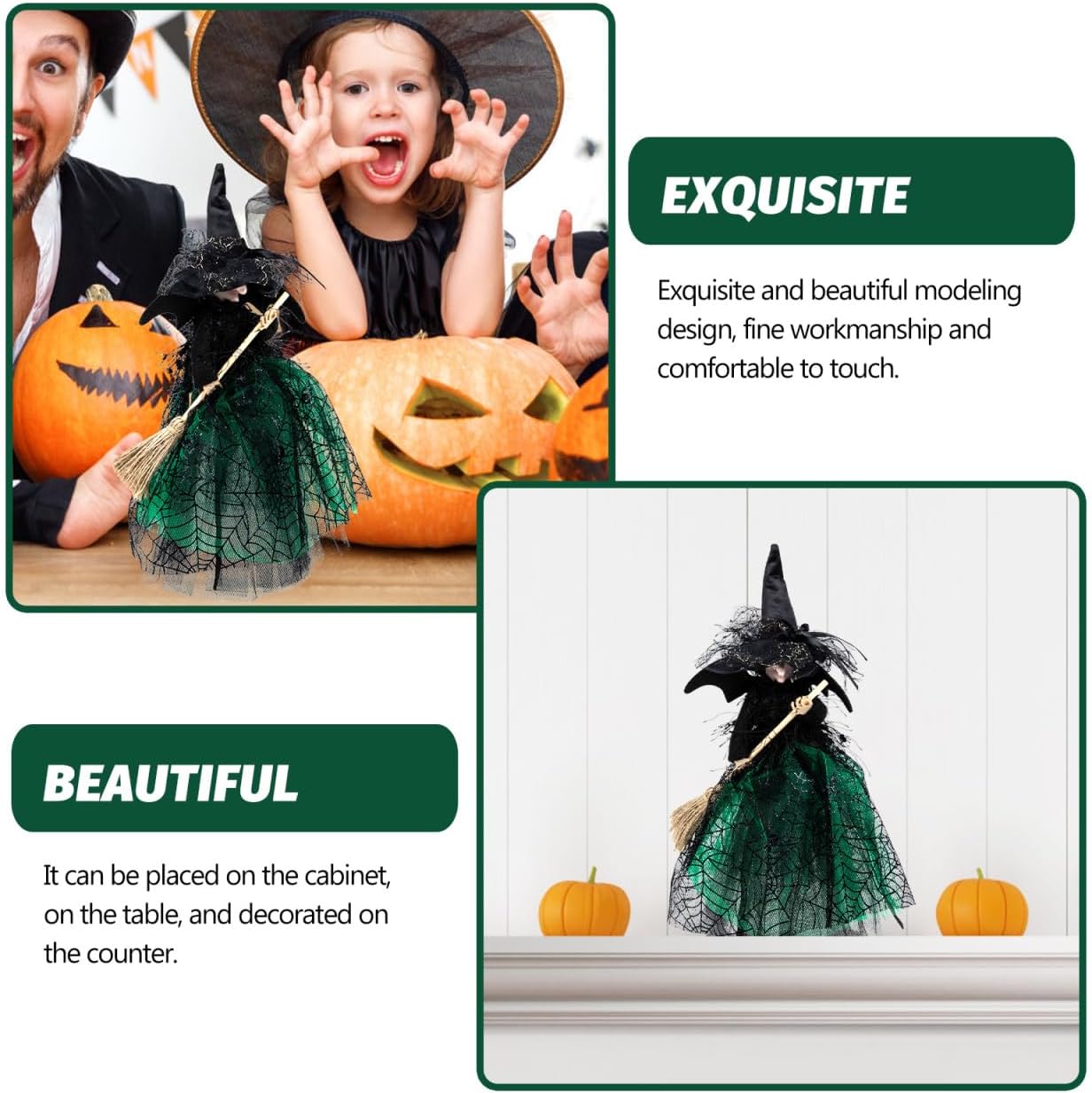 Halloween Decorations: Witch Dolls, Ghost Tree Toppings, Table Centerpieces, and Party Gifts