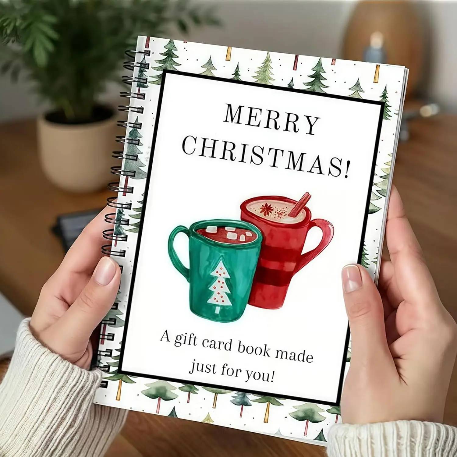Christmas Gift Card Book, DIY Spiral-Bound Christmas Gift Card Book, 5x7-inch Colorful Designs, Personalized Christmas Gift, Perfect for Family, Holidays, and Parties