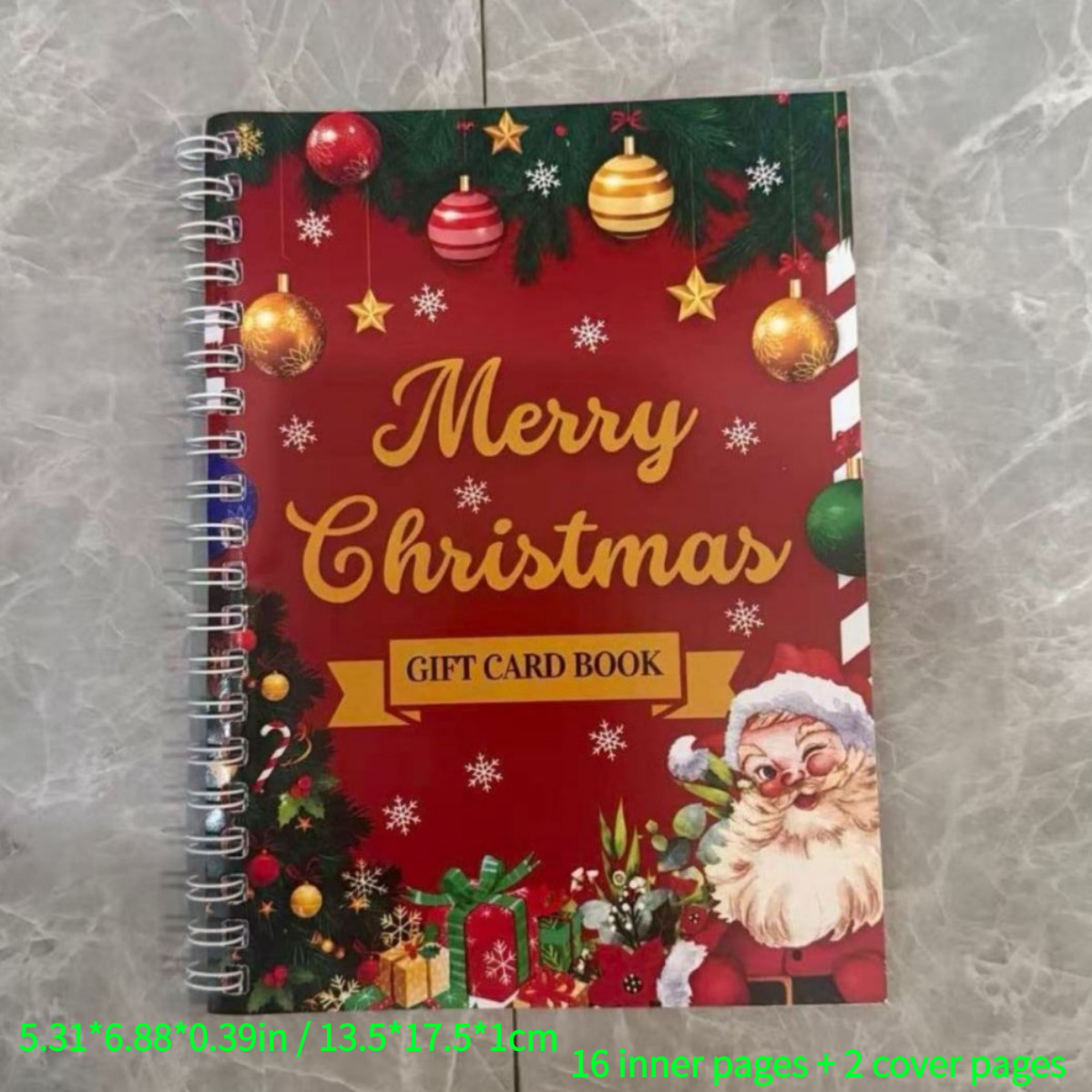 Christmas Gift Card Book, DIY Spiral-Bound Christmas Gift Card Book, 5x7-inch Colorful Designs, Personalized Christmas Gift, Perfect for Family, Holidays, and Parties