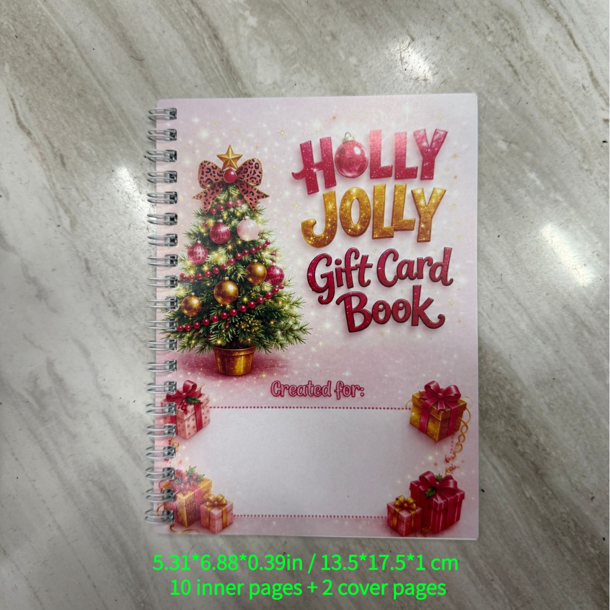 Christmas Gift Card Book, DIY Spiral-Bound Christmas Gift Card Book, 5x7-inch Colorful Designs, Personalized Christmas Gift, Perfect for Family, Holidays, and Parties