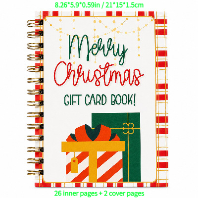 Christmas Gift Card Book, DIY Spiral-Bound Christmas Gift Card Book, 5x7-inch Colorful Designs, Personalized Christmas Gift, Perfect for Family, Holidays, and Parties