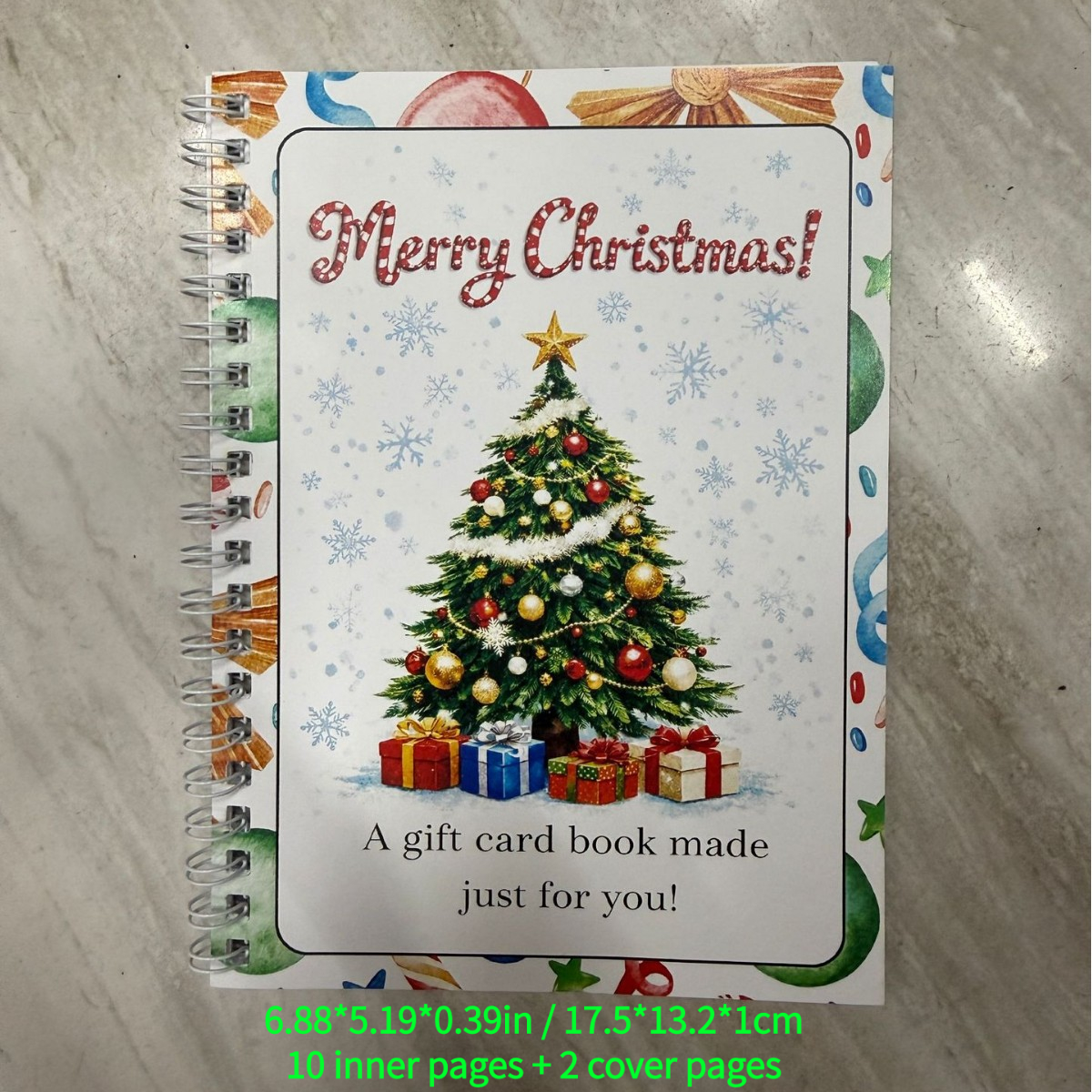 Christmas Gift Card Book, DIY Spiral-Bound Christmas Gift Card Book, 5x7-inch Colorful Designs, Personalized Christmas Gift, Perfect for Family, Holidays, and Parties