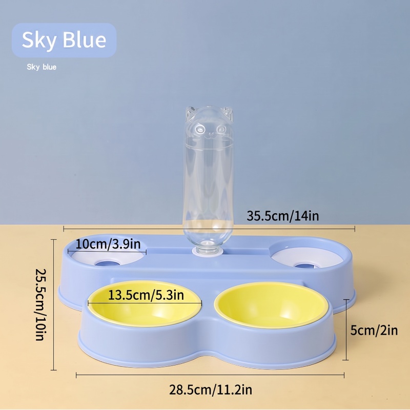 Plastic Cat and Dog Bowls, Automatic Water and Food Dispensers, Neck-Protecting Cat Food Bowls, Pet Bowls, Double-Bowl Sets, Pet Supplies