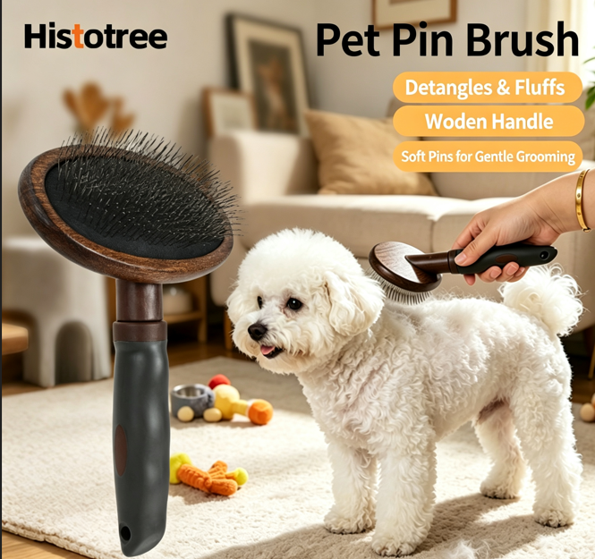 Pet Combs, Cat Combs, Cat Wooden-Handled Pin Combs, Cat Hair Combs, Dog Grooming Combs, Pet Supplies