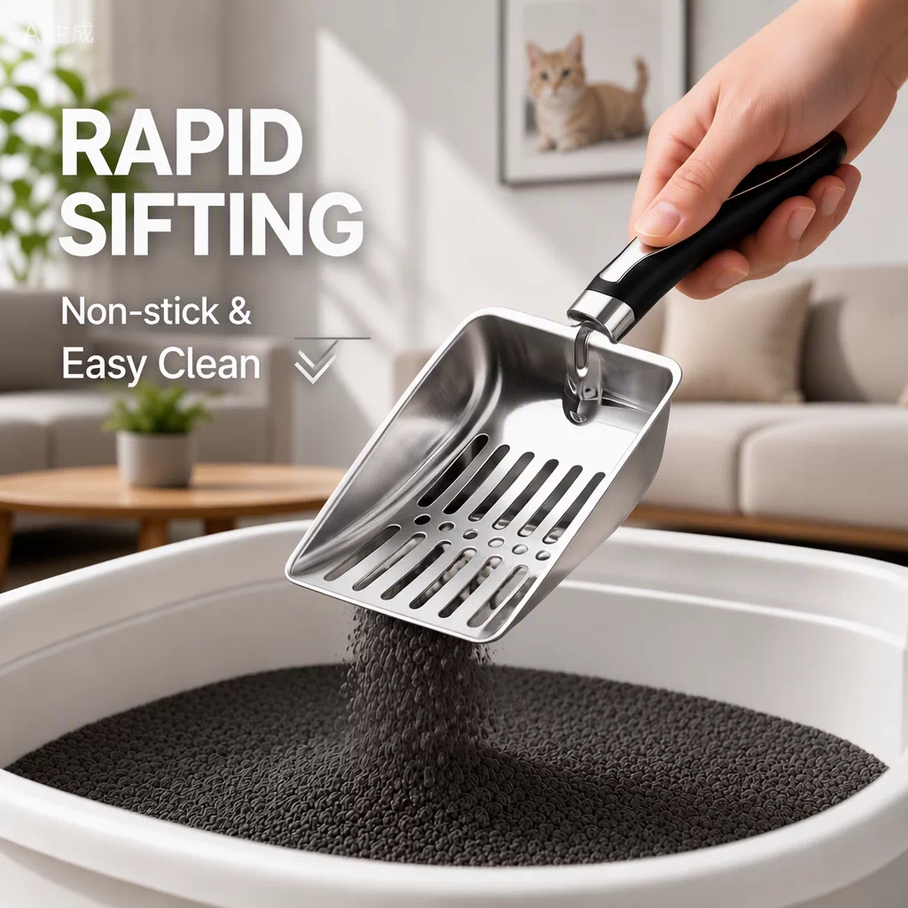 Cat Litter Scoop, Cat Scoop, Stainless Steel Cat Scoop, Litter Deodorizing and Cleaning Tool, Factory Wholesale Pet Supplies