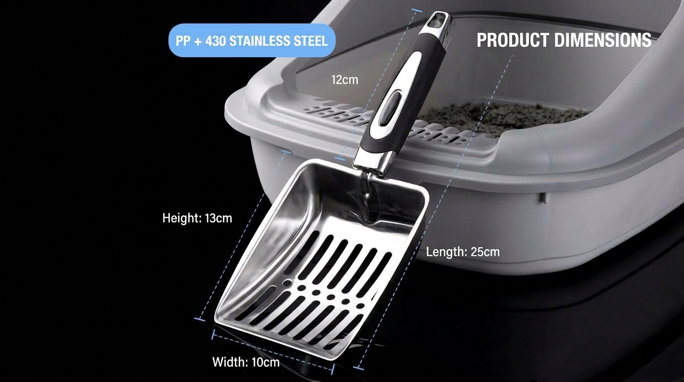 Cat Litter Scoop, Cat Scoop, Stainless Steel Cat Scoop, Litter Deodorizing and Cleaning Tool, Factory Wholesale Pet Supplies