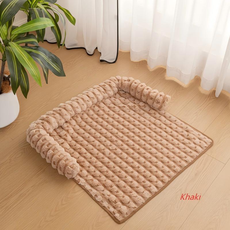 Pet Sofa Bed, Cat Bed, Rabbit Plush Thickened Sleeping Dog Bed, All-Season Non-Slip Pet Mat
