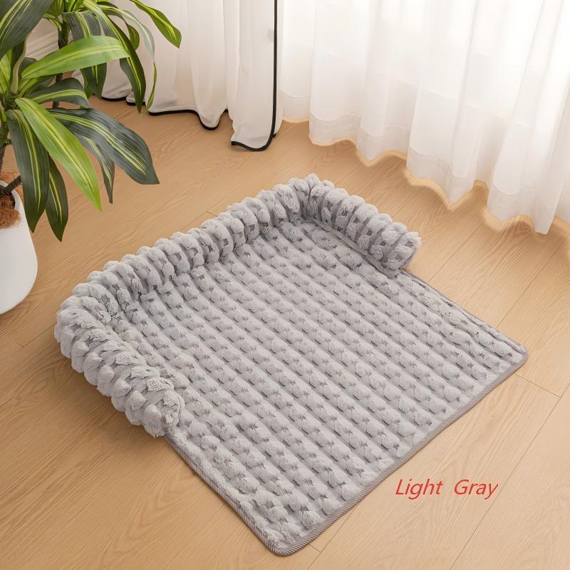 Pet Sofa Bed, Cat Bed, Rabbit Plush Thickened Sleeping Dog Bed, All-Season Non-Slip Pet Mat