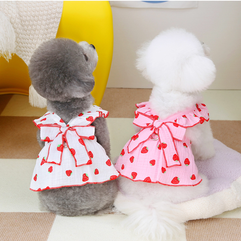 Dog Clothes: Floral Princess Dresses, Cat Spring/Summer Pet Clothing, Cute Dresses, Ladylike Outfits, Leash Accessories