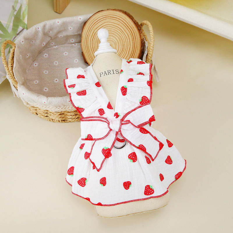 Dog Clothes: Floral Princess Dresses, Cat Spring/Summer Pet Clothing, Cute Dresses, Ladylike Outfits, Leash Accessories